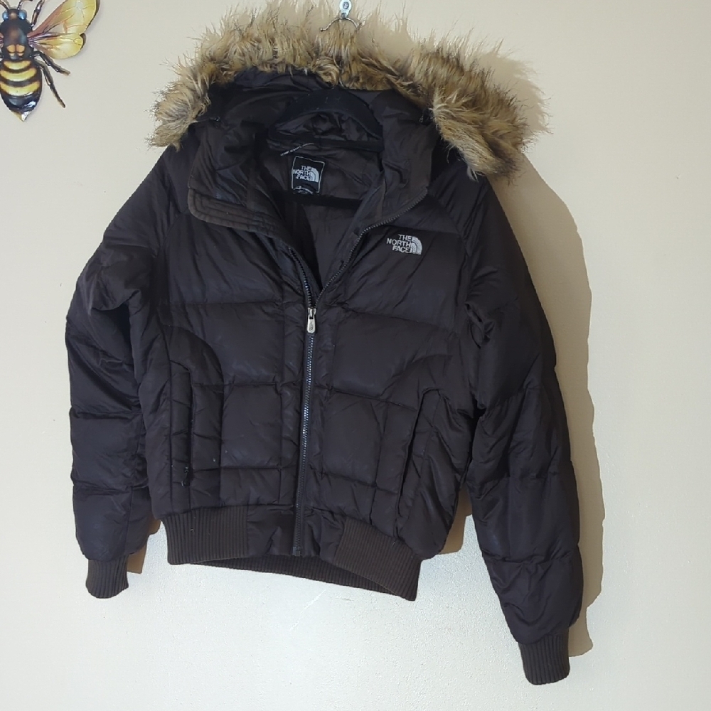 The North Face Dark Brown Jacket with Fur Trim - Picture 3 of 15